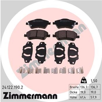 pastillas de freno coche - Juego de pastillas de freno ZIMMERMANN 241221902