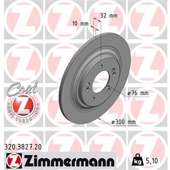 discos de freno coche - Disco de freno eje trasero (Gama COAT Z) ZIMMERMANN 320382720