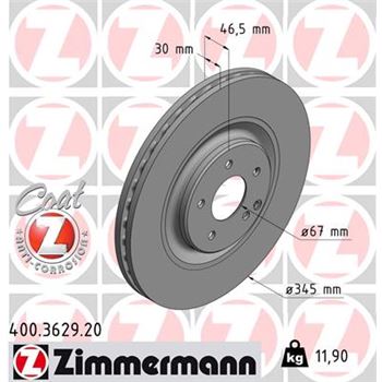discos de freno coche - Disco de freno eje delantero (Gama COAT Z) ZIMMERMANN 400362920