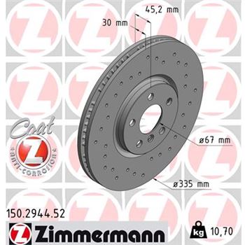 discos de freno coche - Disco de freno eje delantero (Gama SPORT COAT Z) ZIMMERMANN 150294452