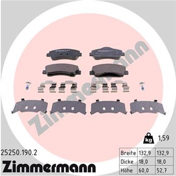 pastillas de freno coche - Juego de pastillas de freno ZIMMERMANN 252501902