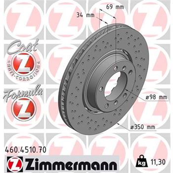 discos de freno coche - Disco de freno eje delantero (Gama FORMULA Z) ZIMMERMANN 460451070