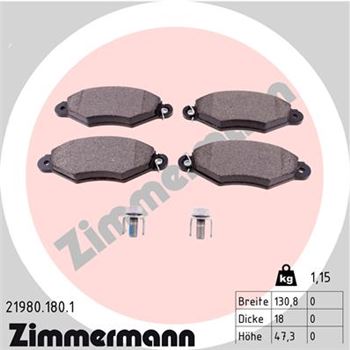 pastillas de freno coche - Juego de pastillas de freno ZIMMERMANN 219801801