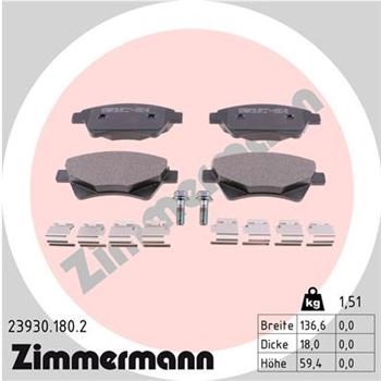 pastillas de freno coche - Juego de pastillas de freno ZIMMERMANN 239301802