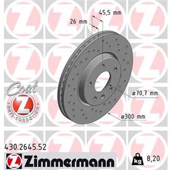 discos de freno coche - Disco de freno eje delantero (Gama SPORT COAT Z) ZIMMERMANN 430264552