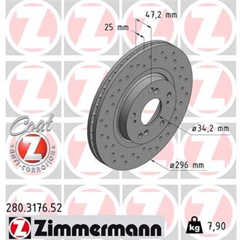 discos de freno coche - Disco de freno eje delantero (Gama SPORT COAT Z) ZIMMERMANN 280317652
