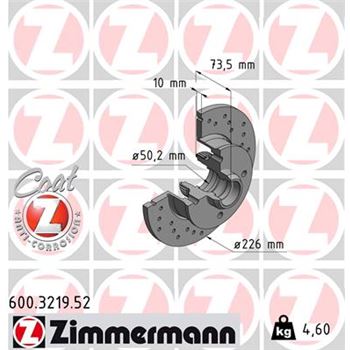 discos de freno coche - Disco de freno eje trasero (Gama SPORT COAT Z) ZIMMERMANN 600321952