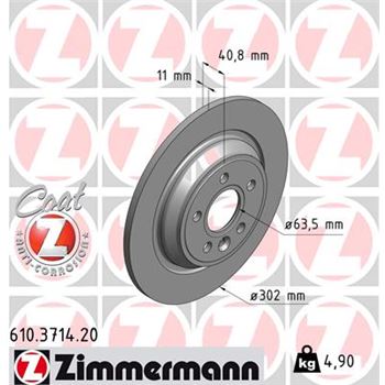 discos de freno coche - Disco de freno eje trasero (Gama COAT Z) ZIMMERMANN 610371420