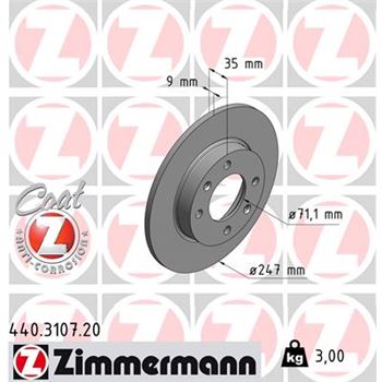 discos de freno coche - Disco de freno eje trasero (Gama COAT Z) ZIMMERMANN 440310720