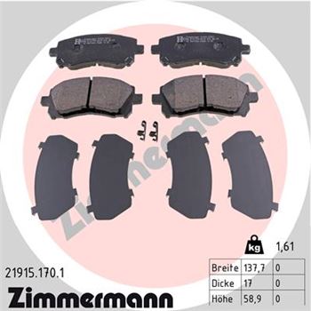 pastillas de freno coche - Juego de pastillas de freno ZIMMERMANN 219151701