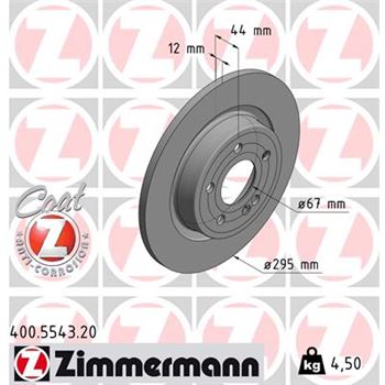 discos de freno coche - Disco de freno eje trasero (Gama COAT Z) ZIMMERMANN 400554320