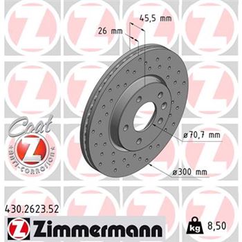 discos de freno coche - Disco de freno eje delantero (Gama SPORT COAT Z) ZIMMERMANN 430262352