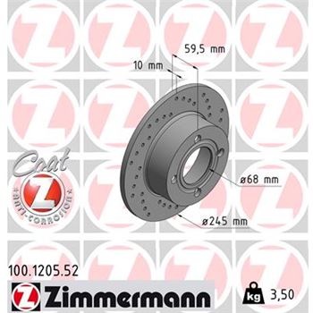 discos de freno coche - Disco de freno eje trasero (Gama SPORT COAT Z) ZIMMERMANN 100120552