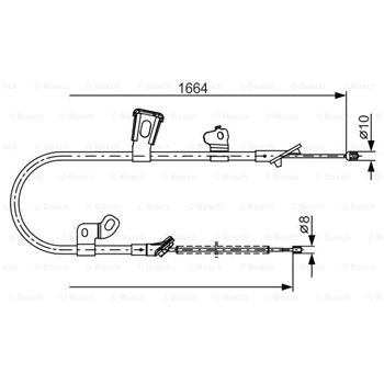 palancas cables frenado - Cable de accionamiento, freno de estacionamiento BOSCH 1987482219