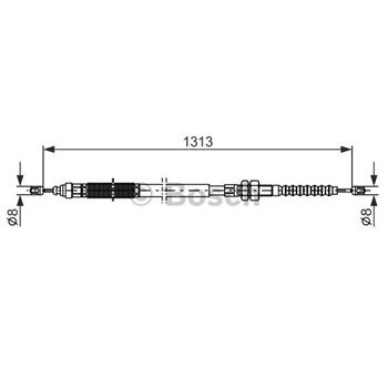 palancas cables frenado - Cable de accionamiento, freno de estacionamiento BOSCH 1987477441