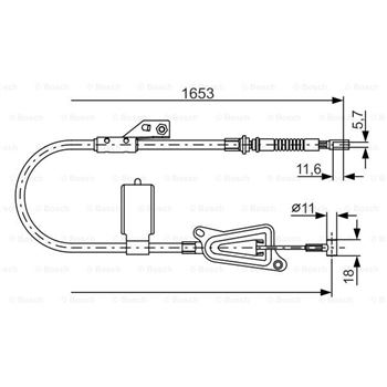 palancas cables frenado - Cable de accionamiento, freno de estacionamiento BOSCH 1987477915