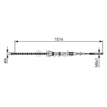 palancas cables frenado - Cable de accionamiento, freno de estacionamiento BOSCH 1987477695