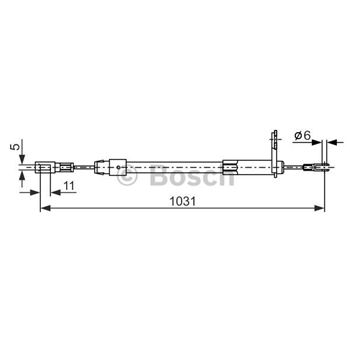 palancas cables frenado - Cable de accionamiento, freno de estacionamiento BOSCH 1987477850