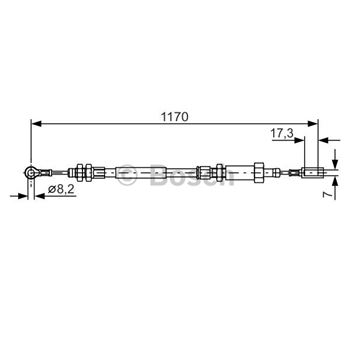 palancas cables frenado - Cable de accionamiento, freno de estacionamiento BOSCH 1987482004