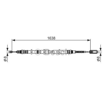 palancas cables frenado - Cable de accionamiento, freno de estacionamiento BOSCH 1987477688