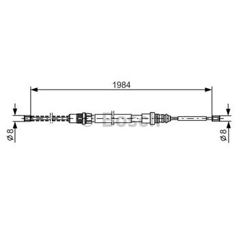 palancas cables frenado - Cable de accionamiento, freno de estacionamiento BOSCH 1987477335