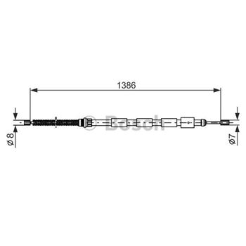 palancas cables frenado - Cable de accionamiento, freno de estacionamiento BOSCH 1987477145