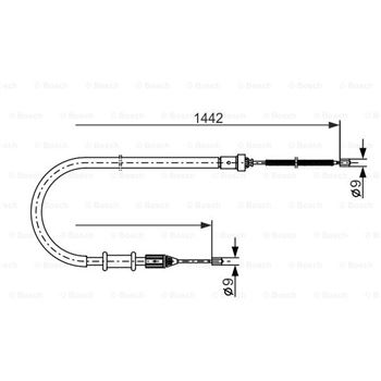 palancas cables frenado - Cable de accionamiento, freno de estacionamiento BOSCH 1987477635