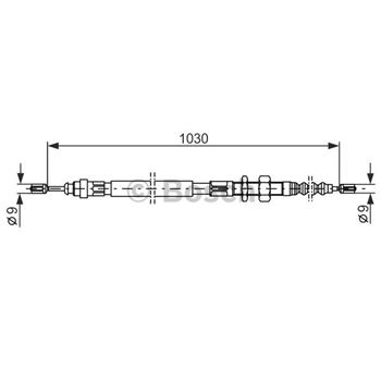 palancas cables frenado - Cable de accionamiento, freno de estacionamiento BOSCH 1987477491