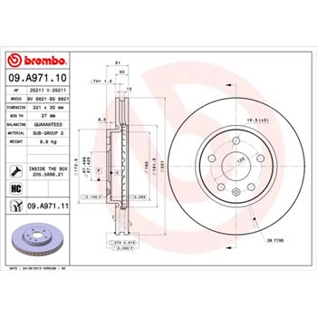 discos de freno coche - Disco de freno BREMBO 09A97110