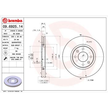 discos de freno coche - Disco de freno BREMBO 09692514