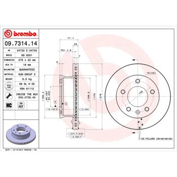 discos de freno coche - Disco de freno BREMBO 09731414