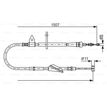 palancas cables frenado - Cable de accionamiento, freno de estacionamiento BOSCH 1987477995