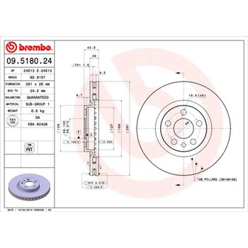 discos de freno coche - Disco de freno BREMBO 09518024