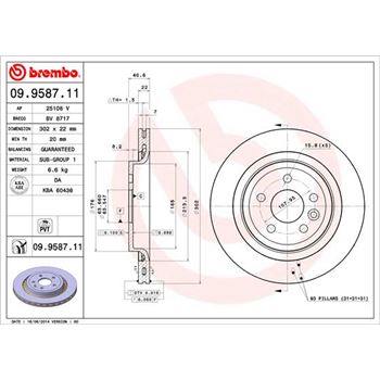 discos de freno coche - Disco de freno BREMBO 09958711