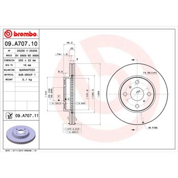 discos de freno coche - Disco de freno BREMBO 09A70710