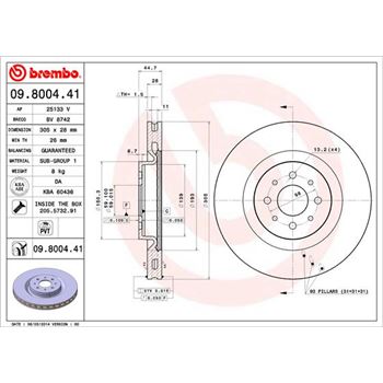 discos de freno coche - Disco de freno BREMBO 09800441