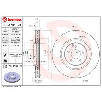 discos de freno coche - Disco de freno BREMBO 09A73121