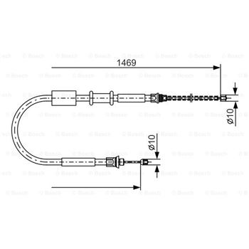 palancas cables frenado - Cable de accionamiento, freno de estacionamiento BOSCH 1987477383