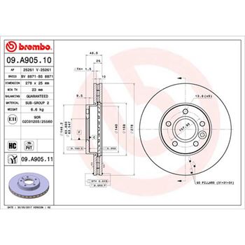 discos de freno coche - Disco de freno BREMBO 09A90510