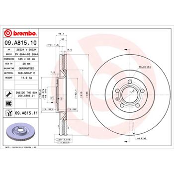 discos de freno coche - Disco de freno BREMBO 09A81510