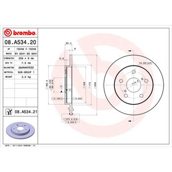 discos de freno coche - Disco de freno BREMBO 08A53420