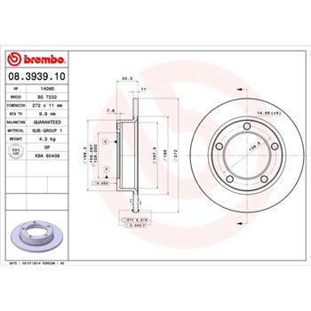 discos de freno coche - Disco de freno BREMBO 08393910