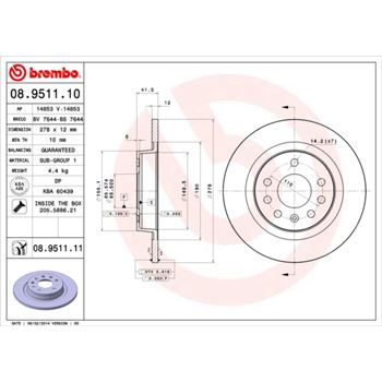 discos de freno coche - Disco de freno BREMBO 08951110