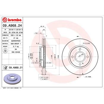 discos de freno coche - Disco de freno BREMBO 09A96824