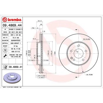 discos de freno coche - Disco de freno BREMBO 09486944