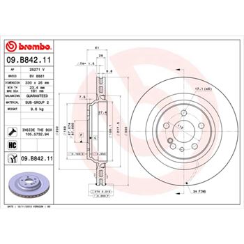 discos de freno coche - Disco de freno BREMBO 09B84211