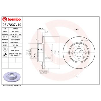 discos de freno coche - Disco de freno BREMBO 08723710