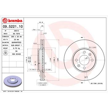 discos de freno coche - Disco de freno BREMBO 09522110