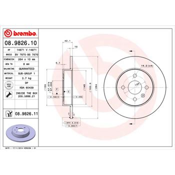discos de freno coche - Disco de freno BREMBO 08982610