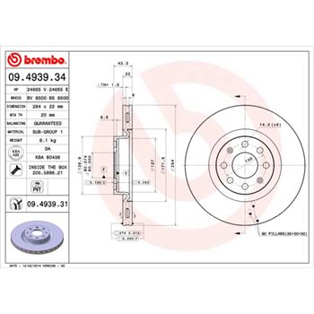 discos de freno coche - Disco de freno BREMBO 09493934